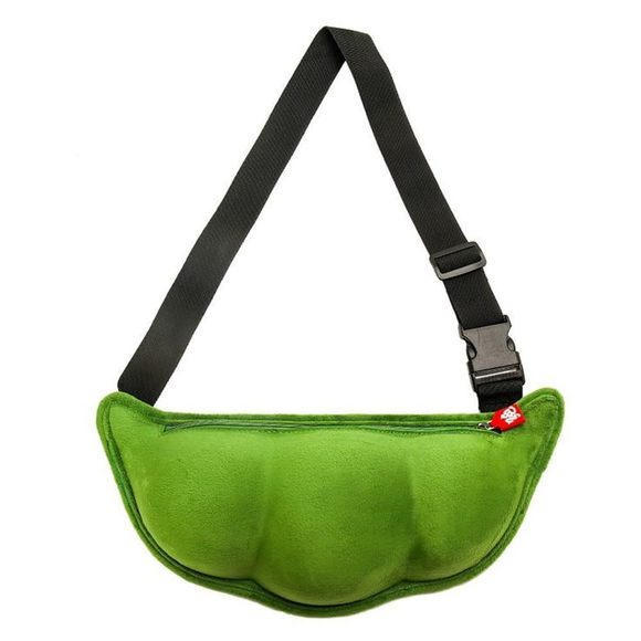 1Pcs Cute Pea Shaped Funny Pack Plush Chest Purse With Cartoon Desn :P - Picture 1 of 8